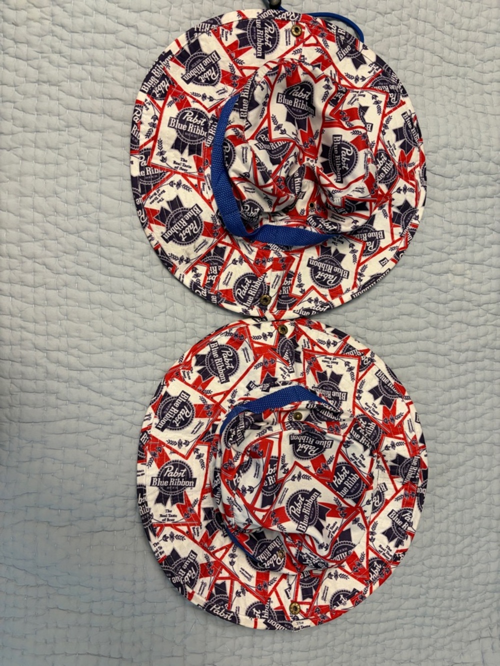 MAD Engine Red, White & Blue Pabst Blue Ribbon PBR Print Boonie Hats (pair)